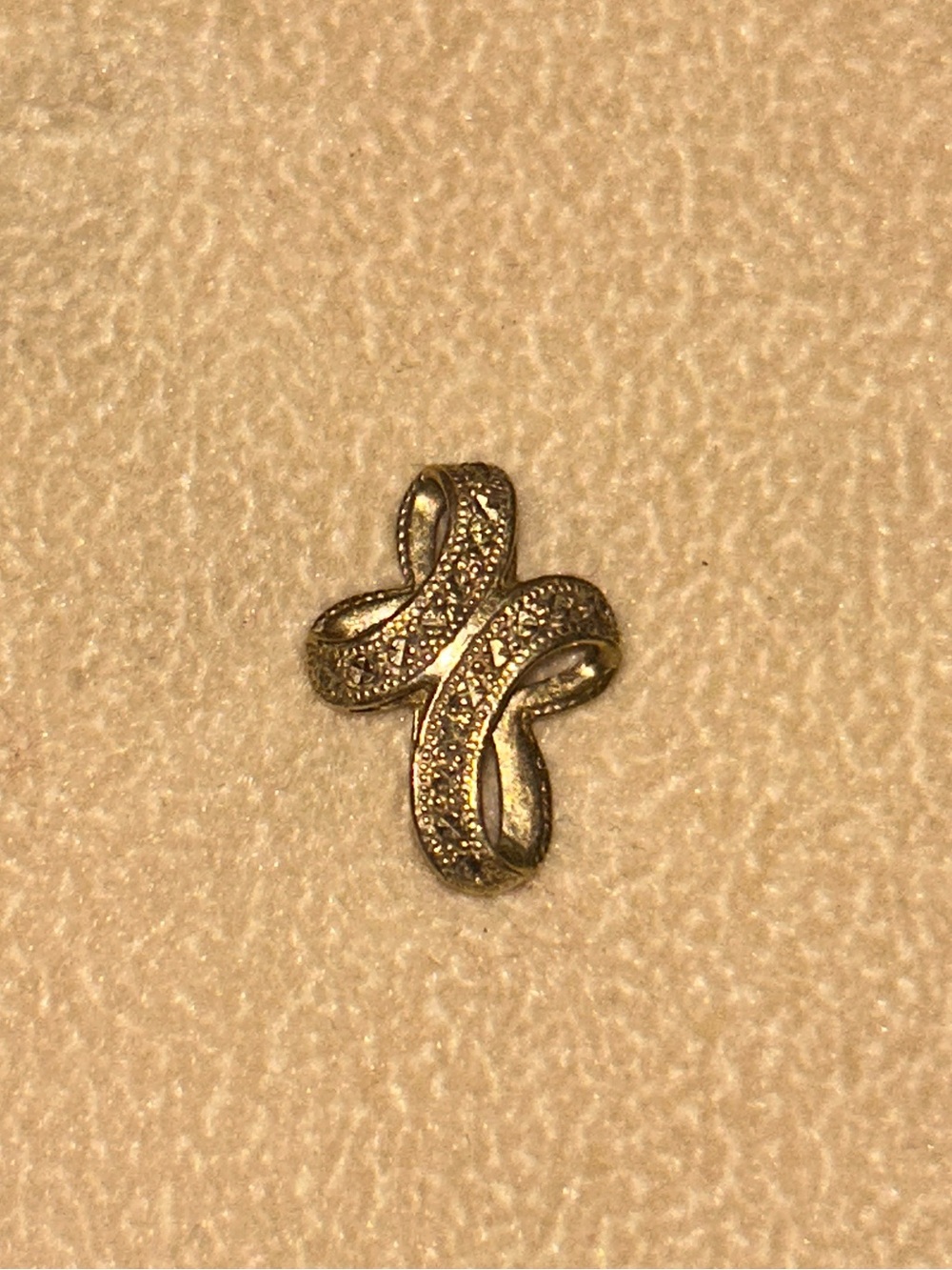 Gold Crucifix & Small Pave Diamond Cross Ribbon Design Slide Pendant REAL GOLD - Picture 4 of 4